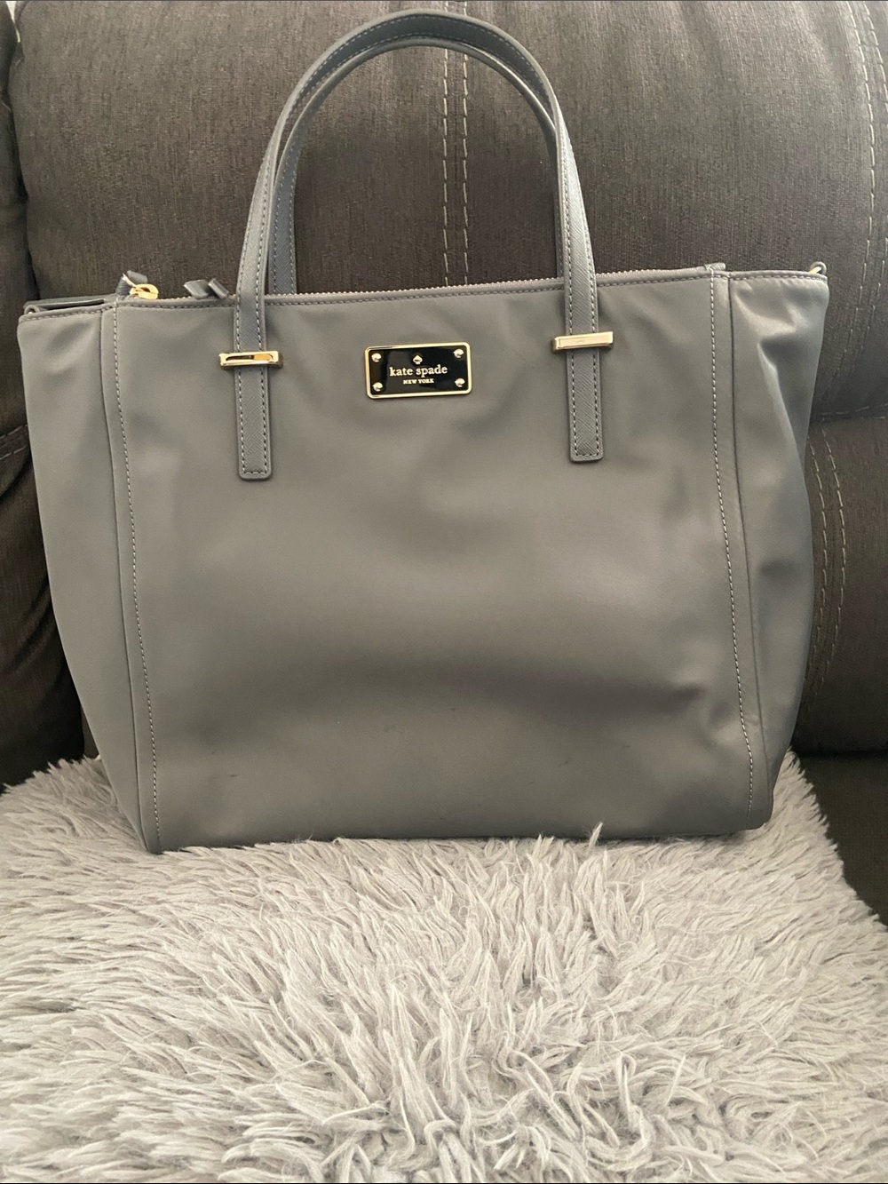 Kate spade gray nylon tote bag with crossbody strap spade ♠️